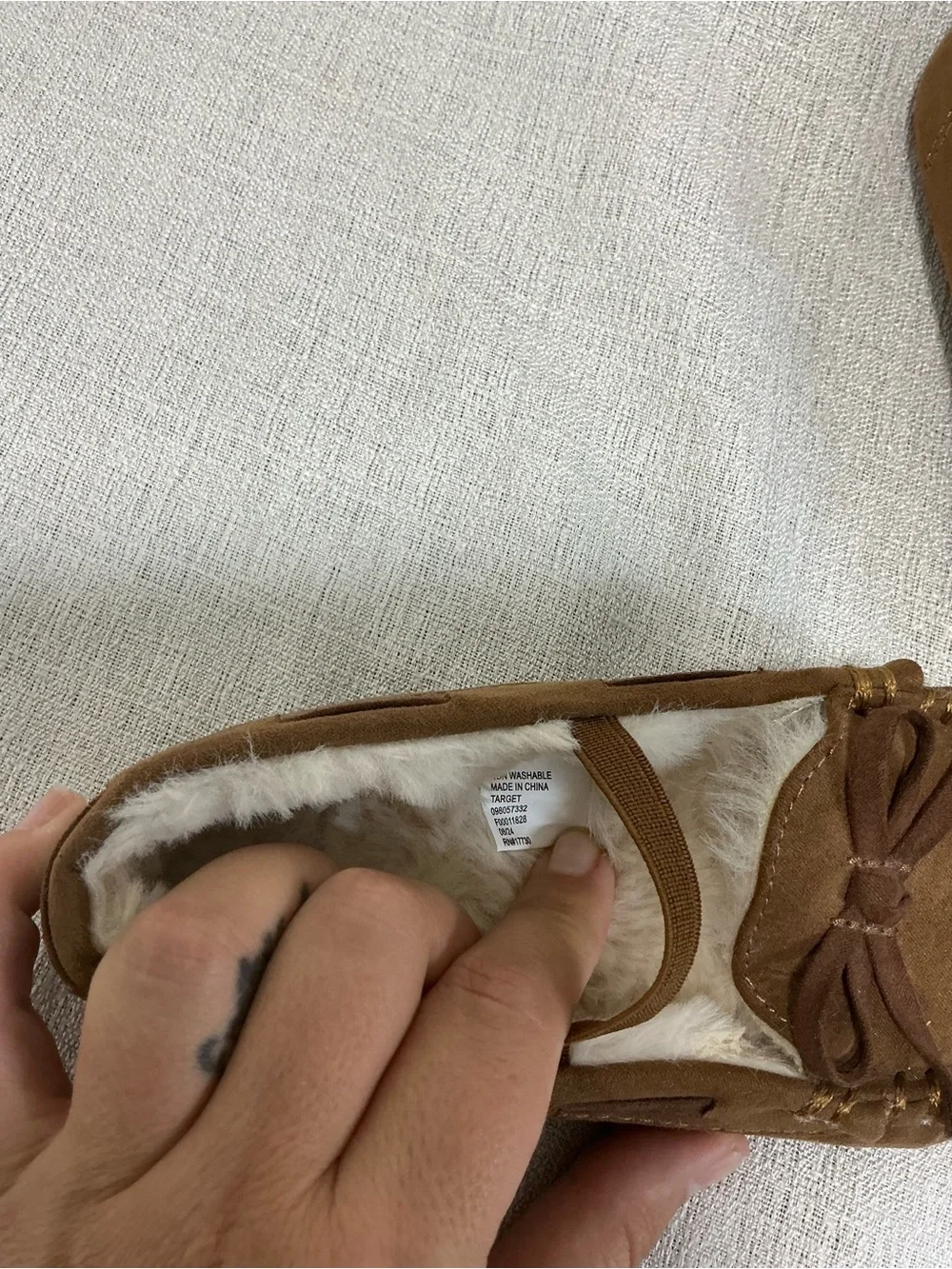 Kids Brown Faux-Suede Fleece-Lined Moccasin Slippers Size 10 Chestnut Brown
